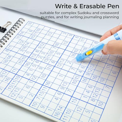 M&G 6 PCS Erasable Pens, 0.5mm Blue Ink Erasable Gel Pens, Fine Point Retractable Pens Make Mistakes Disappear, Premium Comfort Grip Note Taking and Crossword Puzzles - color: blue ink