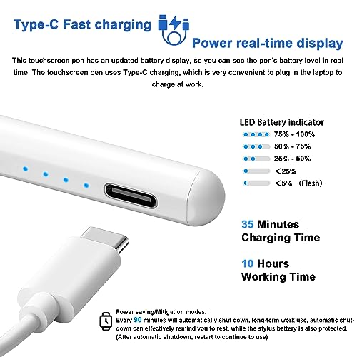 Stylus Pens for Touch Screens Power-Display Tablet Pen POM Tip Magnetic Digital Touch Pen Compatible with iPhone/iPad/iPad Pro/Lenovo/Switch 1/2/Other Smartphone and Tablet Devices (White) - color: 2SS-White