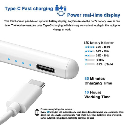 Stylus Pens for Touch Screens Power-Display Tablet Pen POM Tip Magnetic Digital Touch Pen Compatible with iPhone/iPad/iPad Pro/Lenovo/Switch 1/2/Other Smartphone and Tablet Devices (White) - color: 2SS-White