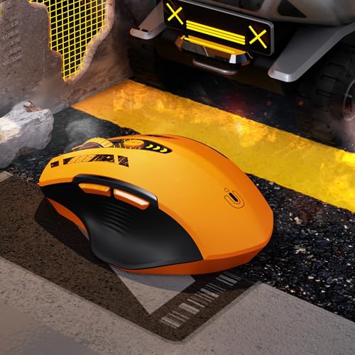 Uineer Bluetooth Mouse - Multi-Device Wireless, Rechargeable Ergonomic Mouse with Visible Battery Level, Tri-Mode (BT 5.0/4.0+2.4G Hz), 4 Adjustable DPI, Coldless for Laptop and PC (Yellow Black) - color: Yellow Black