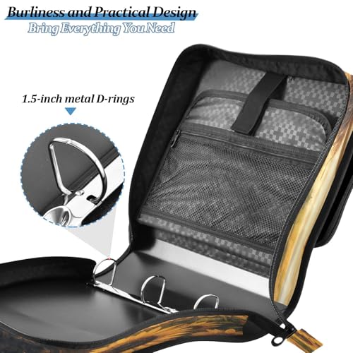 3 Ring Zipper Binder Sunflower Highland Cow Binders Bag with Shoulder Strap 500 Sheets Paper Organizer Trapper Keeper Documents Storage File Folder for School Office - color: A1188