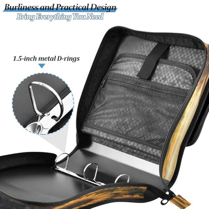 3 Ring Zipper Binder Sunflower Highland Cow Binders Bag with Shoulder Strap 500 Sheets Paper Organizer Trapper Keeper Documents Storage File Folder for School Office - color: A1188