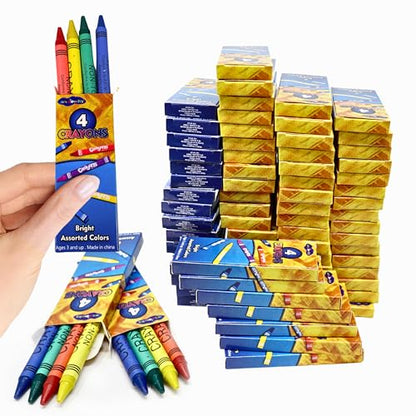 4E's Novelty 144 Boxes of 4 Packs Bulk Crayons for Kids, Non-Toxic Crayons Bulk, Classroom Must Haves, Supplies for Teachers Restaurants Crayon Party Favors Individual Packs - style: 144 of 4-Packs