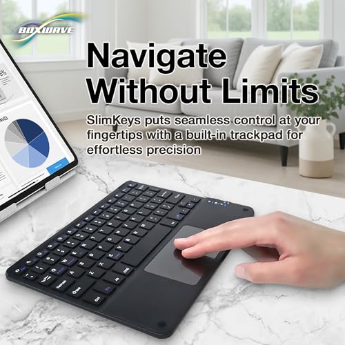 BoxWave Keyboard Compatible with TCL NXTPAPER 11 Plus (11.5 in) - SlimKeys Bluetooth Keyboard with Trackpad, Portable Slim TouchPad - Jet Black