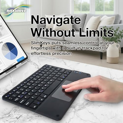 BoxWave Keyboard Compatible with TCL NXTPAPER 11 Plus (11.5 in) - SlimKeys Bluetooth Keyboard with Trackpad, Portable Slim TouchPad - Jet Black