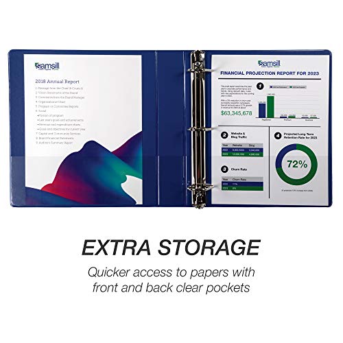 Samsill Durable 1.5 inch 3 Ring Binder, D Ring Binder, 100% Recycled Chipboard, Blue - color: Blue, size: 1 Pack, style: 1.5 Inch