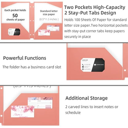 Ospelelf Folders with Pockets Waterproof Plastic Pocket Folders for Documents Letter Size 8.5'' x 11'', Fits 3 Ring Binder Holds, 6 Pack - color: Macaroon
