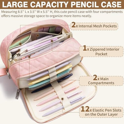 62PCS Aesthetic Back to School Supplies w/ Cute Pencil Case Stationary Set | Pastel Highlighters Black Ink Gel Pens Mechanical Pencils College Essentials, Preppy School Supplies for Student Girls Women - color: Purple