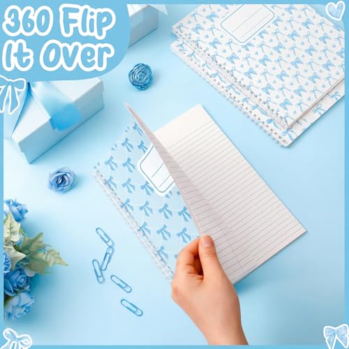 Jetec 12 Pack Blue Bow Composition Notebooks Preppy Cute Coquette Spiral Notebook 9-3/4 x 7-1/2 Inch College Ruled Hard Cover Journal Back to School Teacher Gifts Preppy School Supplies, 100 Pages - color: Blue