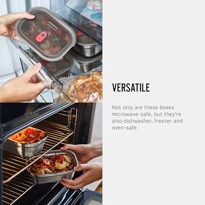 BLACK + BLUM Microwavable Stainless Steel Lunch Box | Multi-Function, Vacuum Sealed Container for Healthy Food | Portable and Stackable Food Storage for Office and Outdoor | 30 oz / 900ml | Leak Proof & Airtight, Durable & Reusable, Stackable Food Storage