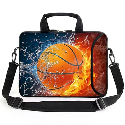 AMARY 13" 13.3" laptop sleeve chromebook case adjustable shoulder strap with handle accessory pocket (Hot basketball) - color: Hot Basketball