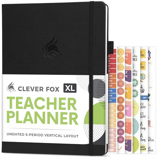 Clever Fox Teacher Planner, School & Homeschool Book, A4 Size Black | Undated, 8.5x11, lay-flat binding, heavy-duty hardcover, teacher lesson weekly & daily planner, homeschool supplies - color: Black, size: A4 (8.5" x 11")
