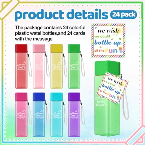 Rtteri 24 Sets Water Bottles Bulk Back to School 17 oz Summer Party Favors for Kids Plastic Reusable Water Bottles Classroom Prizes Student Gifts from Teachers for Pool Beach Kindergarten Party Supply