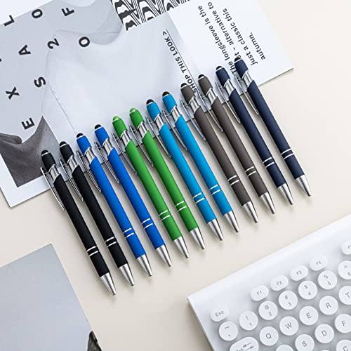 PASISIBICK 12 Pieces Ballpoint Pen with Stylus Tip, 2 in 1 Stylus Stylish Pen, Premium Metal Stylus Pen for Touch Screens, Black Ink, 1.0 mm Medium Point.(Pack of 12) - color: 12 Pcs Stylus Pens-2