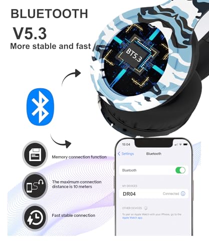 Kids Bluetooth Headphones, Kids Headphones Wireless with Built-in Mic, HD Sound, Over-Ear Foldable Bluetooth 5.3 Headsets for Boys Girls School Travel Airplane iPad Tablet (Blue)