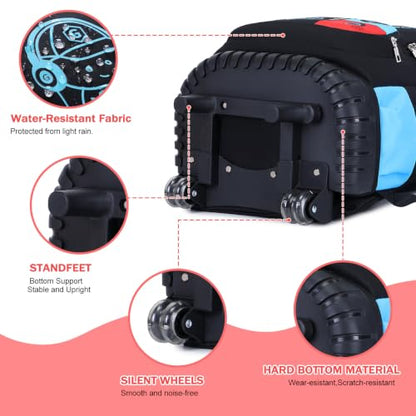 Bevalsa Rolling Backpack for Boys,Cool Luminous Gamer Roller School Backpacks with Lunch Box & Pencil Case,Kids Wheeled Schoolbag Bookbag with Wheels for Kindergarten Elementary School Travel - color: Red Blue