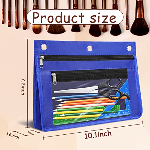 YoeeJob 1 Pack Pencil Pouch for 3 Ring Binder, Expandable Binder Pouches with Zipper, Large Capacity Pen Holder Case with Clear Window School Class Office Organizers, Blue - color: Blue