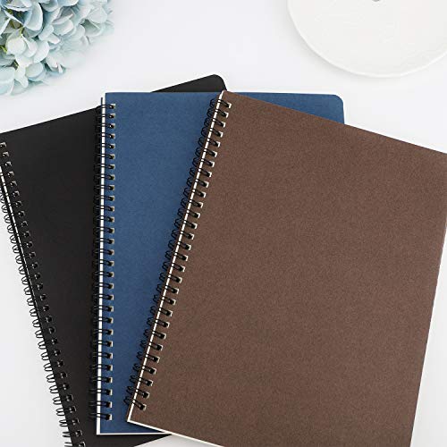 EUSOAR B5 Spiral Journal Notebook, 3 Pack 7.3"x10.2" 120 Pages Hardcover Lined Travel Writing Notebooks Journal, Students College Office Business Subject Diary Ruled Spiral Book Journal - color: Black/Royal Blue/Coffee, size: 3Packs