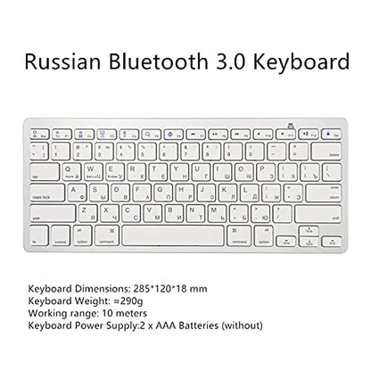 Wireless Russian Keyboard, Minority Language Keypad Cyrillic Keyboard Ultra Thin Lightweight Silent Bluetooth Keyboards for Laptop/PC/Tablet/Desktop/Smart TV (Russian) - style: Russian