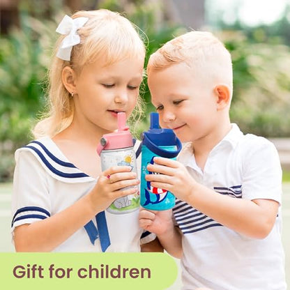 Elephant Water Bottle - Kids Water Bottle with Straw Lid - 12 Oz Insulated Stainless Steel Water Bottles for Kid Girl - Travel Cup for School Sports - color: Elephant