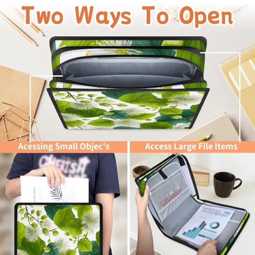 Dandelion Flower Zipper Binder, 3 D-Ring Expanding File Folder with Handle & Adjustable Shoulder Strap, 400 Sheets Capacity Multi-Pocket Organizer for 13 Inch Laptop - color: Dandelion Flower