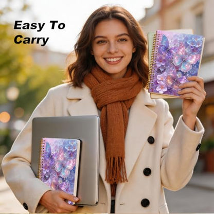 2 Pcs Purple Butterfly A5 Spiral Notebook, Journal Notebook 160 Pages | Aesthetic Flower College Ruled Notebooks, Purple Themed Notebooks, Hardcover Journals for Writing Office, Butterfly Gifts - color: Multicolour 0029