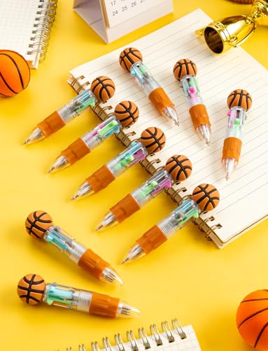 36Pcs 4-in-1 Basketball Mini Multicolor Ballpoint Pens | Cute Retractable Pen Bulk for Birthday Party Classroom Student Prizes Teacher Rewards - style: BasketballMulticolorPens36Pcs
