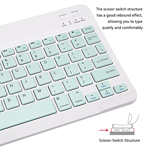 Ultra-Slim Bluetooth Keyboard Portable Mini Wireless Keyboard Rechargeable for Apple iPad iPhone Samsung Tablet Phone Smartphone iPadOS iOS Android (10 inch Green) - color: 10 inch Green