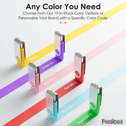 Custom Swivel USB Flash Drive 128MB Promotional Product Personalized with Your Logo - Bulk USB 2.0 - Customizable 50 Pack - size: 128MB