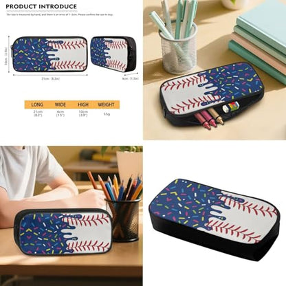 Navy Baseball Backpack for Boys 8-12 4 Piece Kids Ice Cream Backpack with Lunchbox Reinforced Pencil Case Water Bottle Slot Back to School Practical Gifts - color: Navy