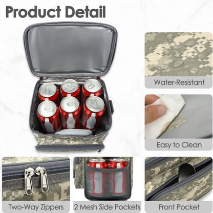 FlowFly Insulated Reusable Lunch Bag Adult Large Lunch Box for Women and Men with Adjustable Shoulder Strap,Front Zipper Pocket and Dual Large Mesh Side Pockets,DigitalCamo - color: DigitalCamo