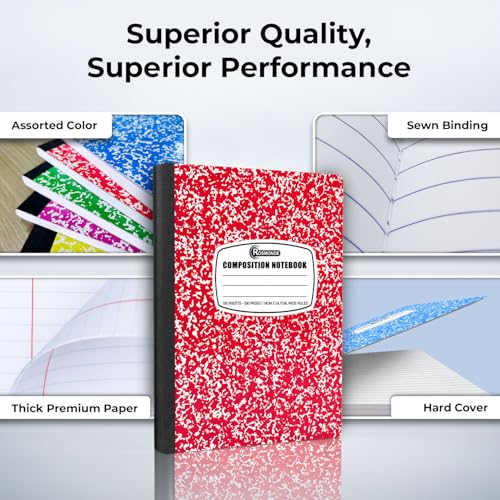 Rosmonde 50 Pack Composition Notebooks Bulk Wide Ruled, Bulk Notebook | Bulk Marble Composition Notebook, 200 Pages (100 Sheets), 9-3/4 x 7-1/2, Hard Cover, Bulk Notebooks for Office & School - size: 50 Pack | Bulk Value, style: Wide Ruled - Color Marble
