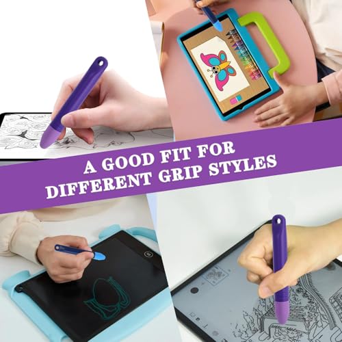 2pcs Kids Tablet Stylus for Touch Screens with 1 Anti-Loss Tethers | Anti-Rolling Tablet Styluses for Kids,Styluses Pen Compatible with All Touch Screen Devices(Blue+Purple)