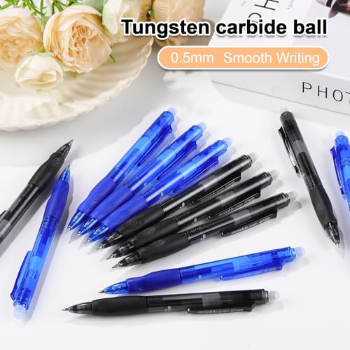 USUAL Retractable 6 Black 6 Blue Erasable Gel Pens Clicker, Fine Point(0.5mm),Make Mistakes Disappear, Premium Comfortable Grip, Smooth Writing Pen Office Back-to-School Supplies - color: 6 Black 6 Blue