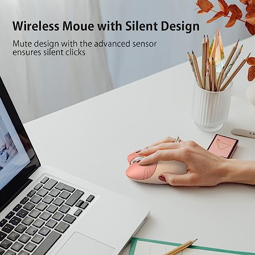 Wireless Compact Silent Mouse with Cute Cat Designs, 2.4GHz Plug and Play Wireless Opatical Mouse with USB Nano Receiver for Laptop/PC/Computer (Milk Tea Cat) - color: Milk Tea