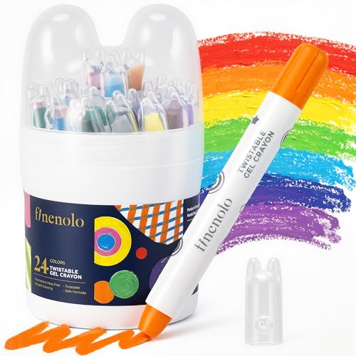 finenolo 24 Colors Twistable Crayons for toddlers 1-3, kids ages 4-8, Washable Crayons with Easy Grip Design, No Mess Toddler Supplies for Coloring Books, Preschool Art Supplies, Back to School Gift - color: 24 Colors