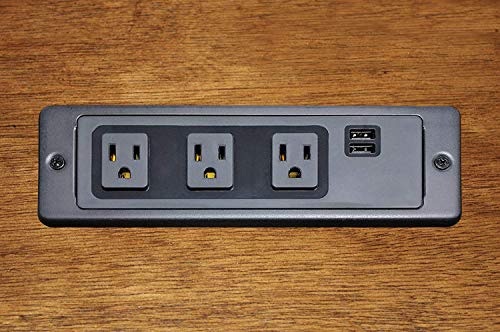 Electriduct in-/On-/Under-Desk Power Strip - 3 AC Outlets & USB 3.1 Amp Charger Tabletop Charging Station, 8FT Extension Cord, Black - color: Black, size: In/On/Under Desk
