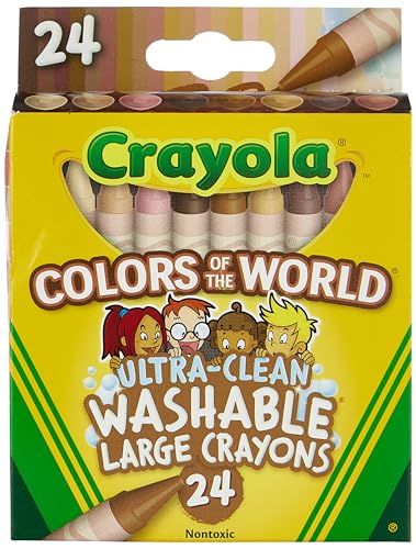 Crayola 24 Ct Large Ultra-Clean Washable Crayons, Colors of the World