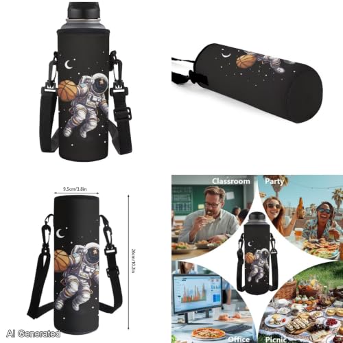 Basketball Astronaut Backpack for Boys Girls Backpack with Lunch Box Water Bottle Holder and Soft Pencil Case Kids 4PCS Set Bookbag with Front Pocket for School 17 inch Sturdy School Bag - color: Basketball Astronaut