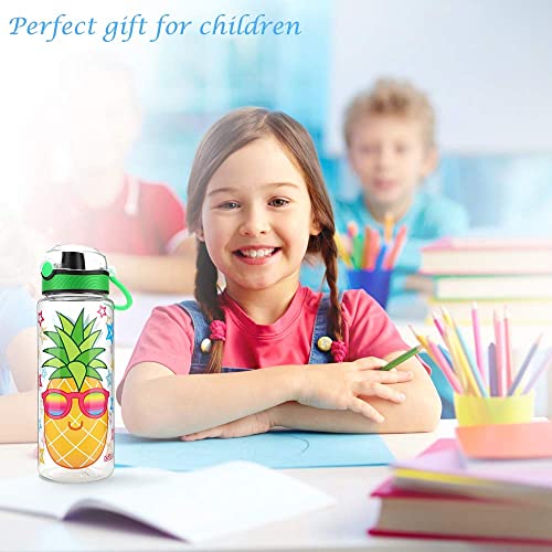 Cute Water Bottle for School Kids Girls, BPA FREE Tritan & Leak Proof & Easy Clean & Carry Handle, 23oz/ 680ml - Pineapple - color: Pineapple