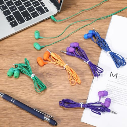 Macarrie 250 Pack Earbuds Bulk Kids Earbuds Headphones Classroom Earphones with Wire Ear Headphones for Schools Classrooms Libraries Children Students Gift (Bright Color) - color: Bright Color