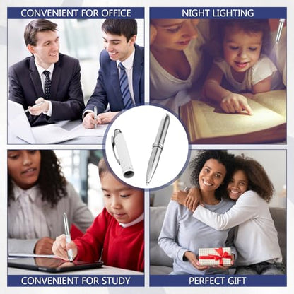 Zonon 15 Pieces 3 in 1 Multi-Function Touch Pen with LED Flashlight and Stylus Tip Multi-Function Ballpoint Pen, 1.0 mm Black Ink Ballpoint for Touch Screens Back to School Gifts(White) - color: White