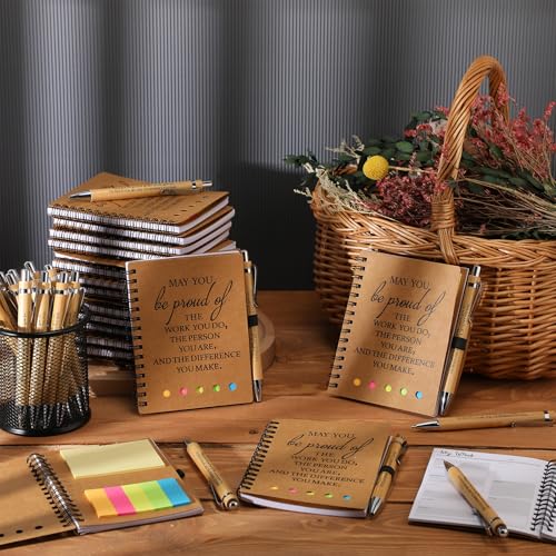 10 Sets Inspirational Notebooks Bulk Back to School Spiral Notebook with Notepad and Bamboo Pen Team Appreciation Gift for Office Teacher Employee Social Worker Student (May You Be Proud) - style: May You Be Proud