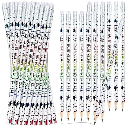 Tenceur 24 Pcs 3rd Graders Pencils Bulk Motivational Pencils with Erasers Inspirational Pencil with Back to School Supplies for Kids Student Teacher Classroom Reward - style: 3rd Graders