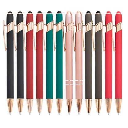 PASISIBICK 12 Pieces Ballpoint Pen with Stylus Tip, 2 in 1 Stylus Pens Stylish Pen, Metal Stylus Pen for Touch Screens, 1.0 mm Black Ink(Pack of 12) - color: 12 Pcs Stylus Pens-5