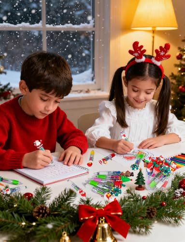 15 Pcs 4 in 1 Mini Christmas Multicolor Ballpoint Pens | Cartoon CuteRetractable Ballpoint Pen 0.7mm for School Home Office Stationery or Fun Gifts for Children - style: ChristmasBallpointPens15Pcs