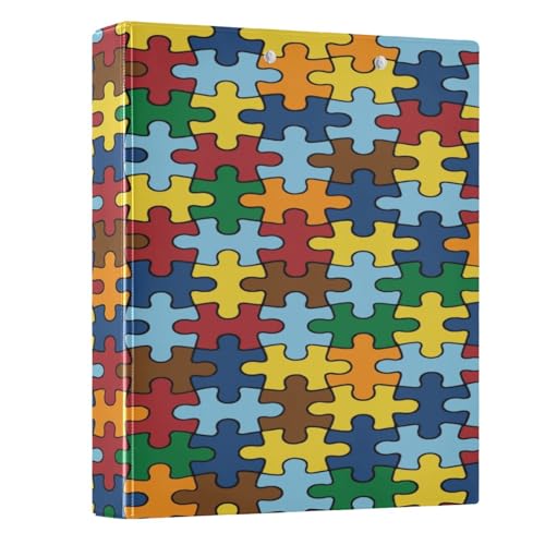 Autism Awareness 3-Ring Binder,1.5 Inch D-Ring Organizer Folder Clipboard Binder for Work Office School - color: Coloe7