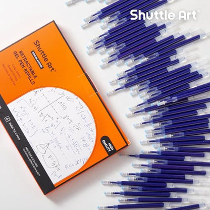 Retractable Gel Pen Refills, Shuttle Art 60 Pack Blue Rollerball Gel Ink Pens Refills, Bulk Set, 0.7mm Fine Point for Writing Journaling Taking Notes School Office Home - color: Blue, size: 60 Count (Pack of 1)