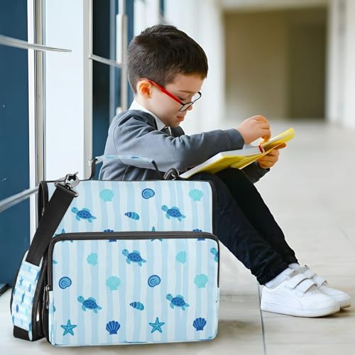 Ocean Turtles Zipper Binder for School with Shoulder Strap & Extra Pockets - 1.5 Inch 3-Ring Binder Holds 500+ Sheets, Textbooks, Laptop