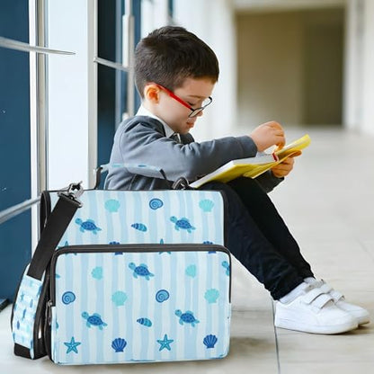 Ocean Turtles Zipper Binder for School with Shoulder Strap & Extra Pockets - 1.5 Inch 3-Ring Binder Holds 500+ Sheets, Textbooks, Laptop